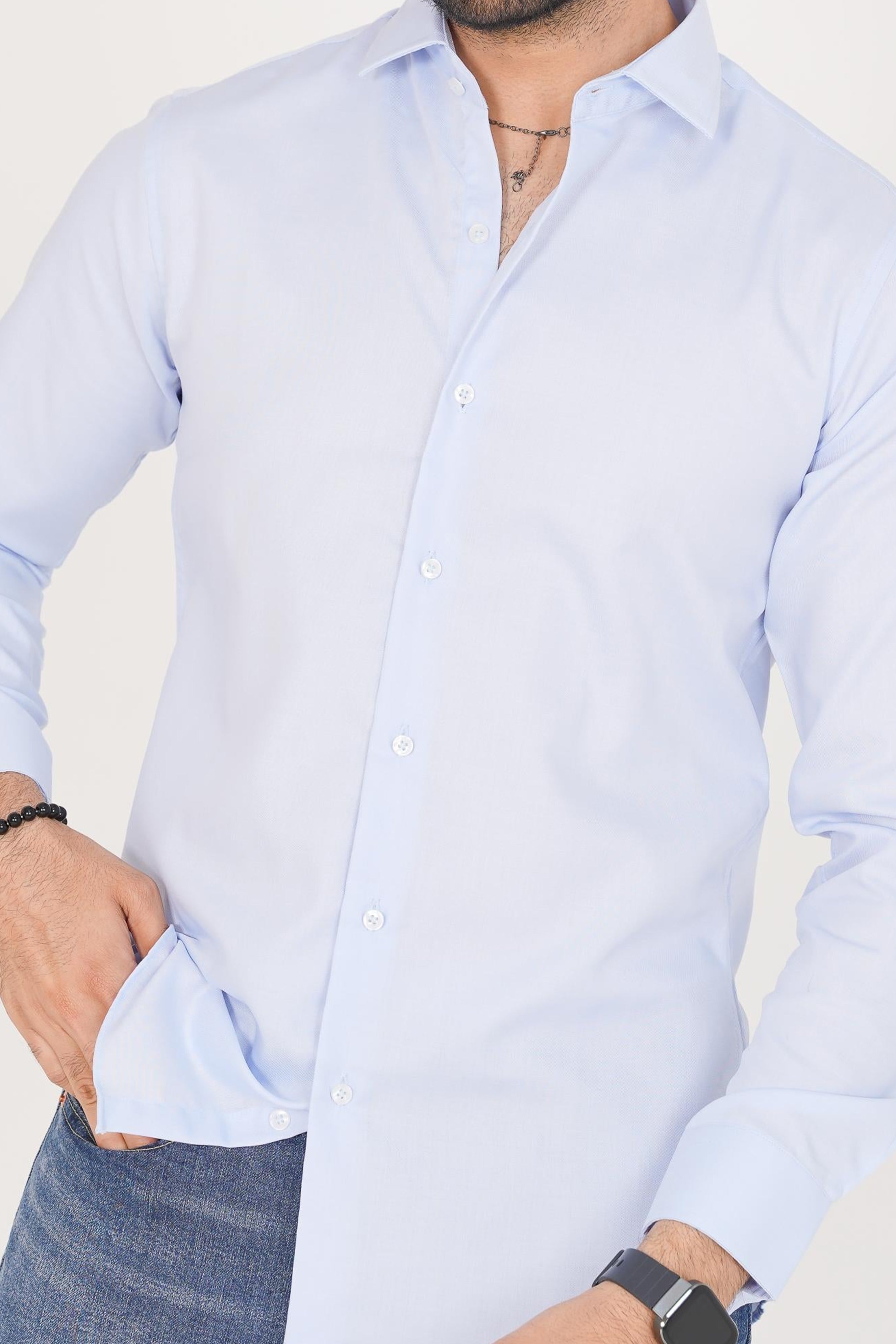 Michael Kors Men's -Regular Fit  Light Blue Dress Shirt