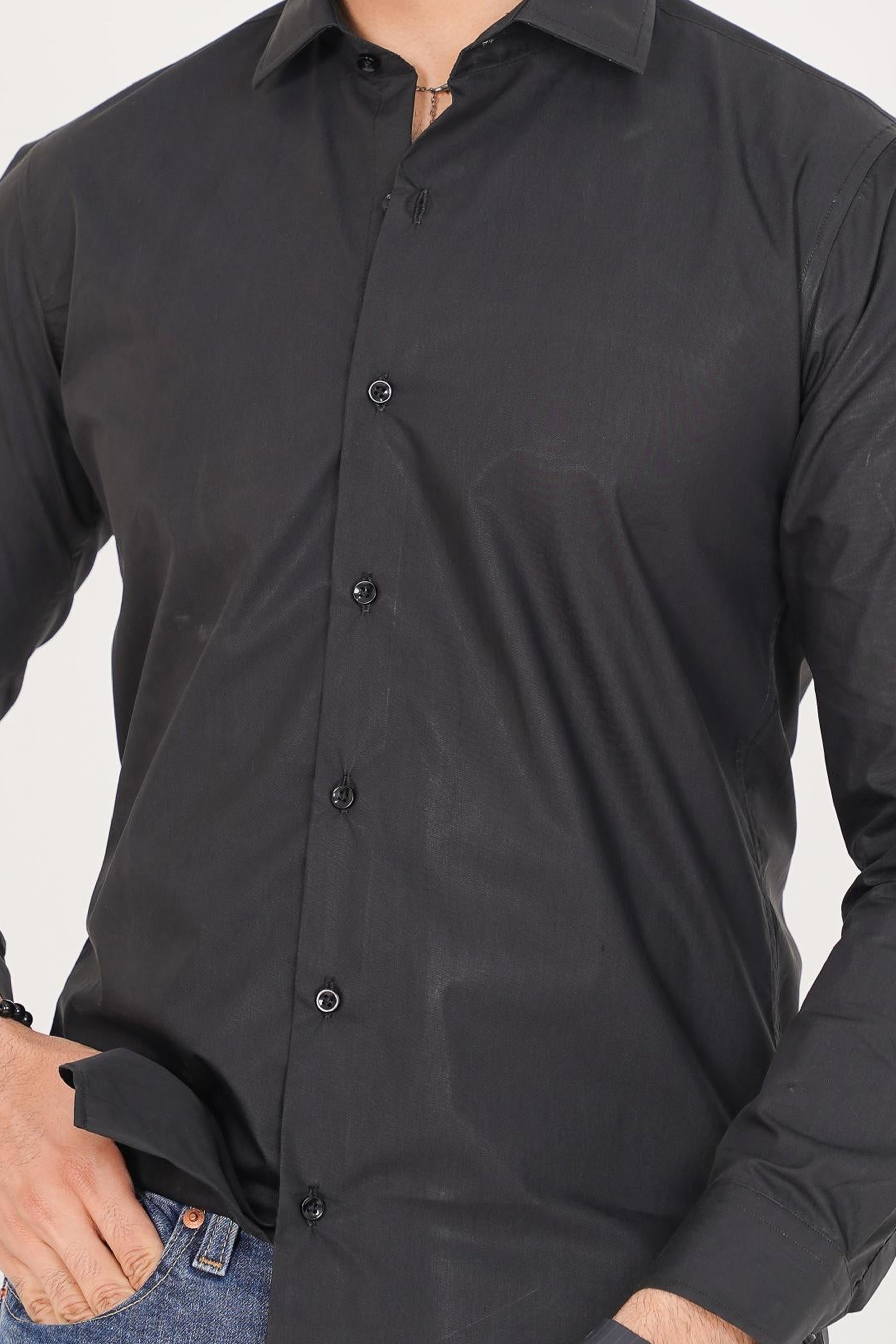 Michael Kors Men's -Regular Fit  Black Dress Shirt