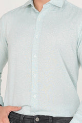 Zara Men's  Regular Fit Mint Green Shirt with White Abstract Pattern
