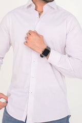 Zara Men's  Regular Fit White Shirt With Red Micro Pattern