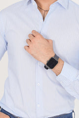 ZARA Men’s Slim Regular Fit  Striped Dress Shirt – Blue & White