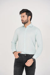 Zara Men's  Regular Fit Mint Green Shirt with White Abstract Pattern