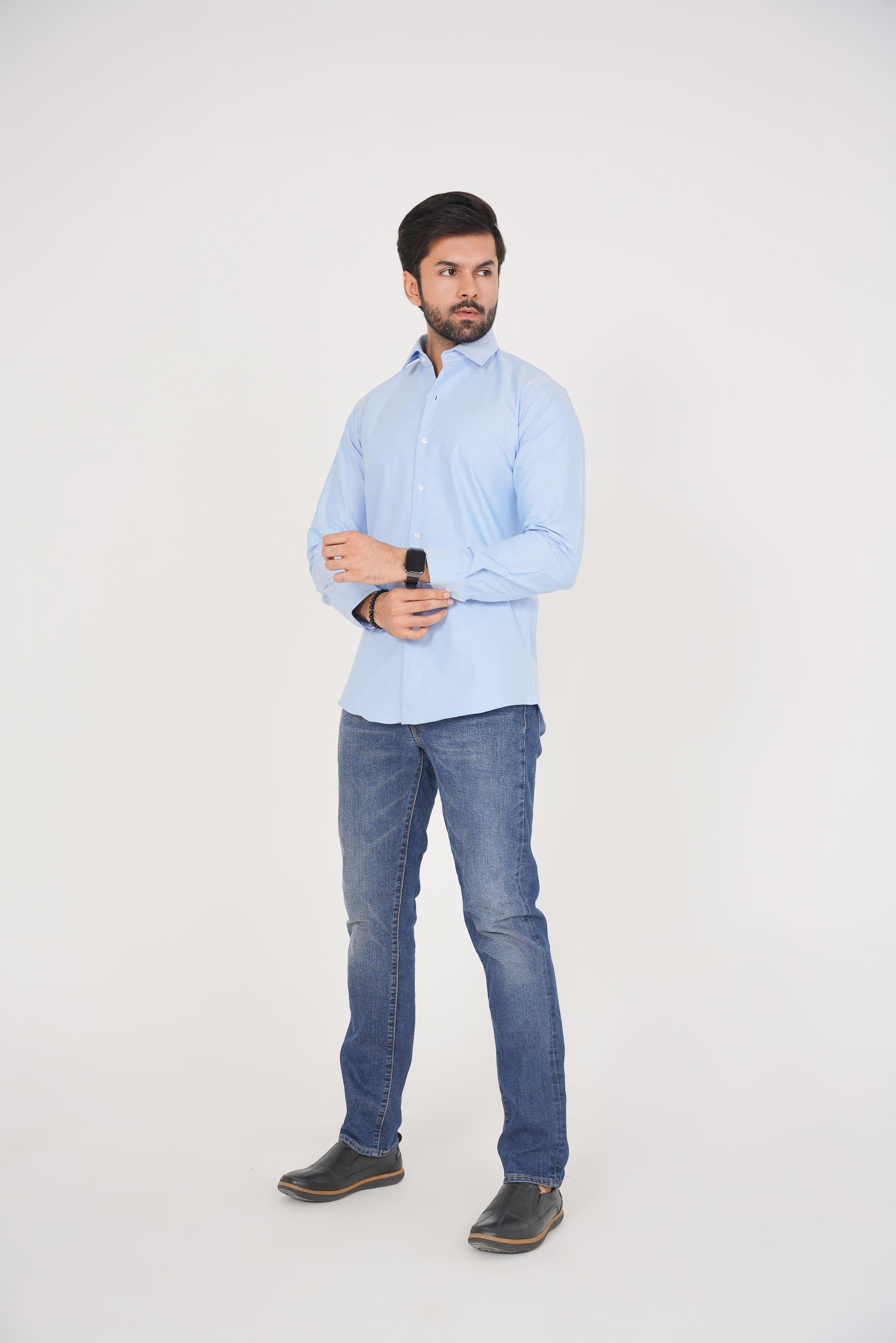 Michael Kors Men's -Regular Fit  Light Blue Dress Shirt