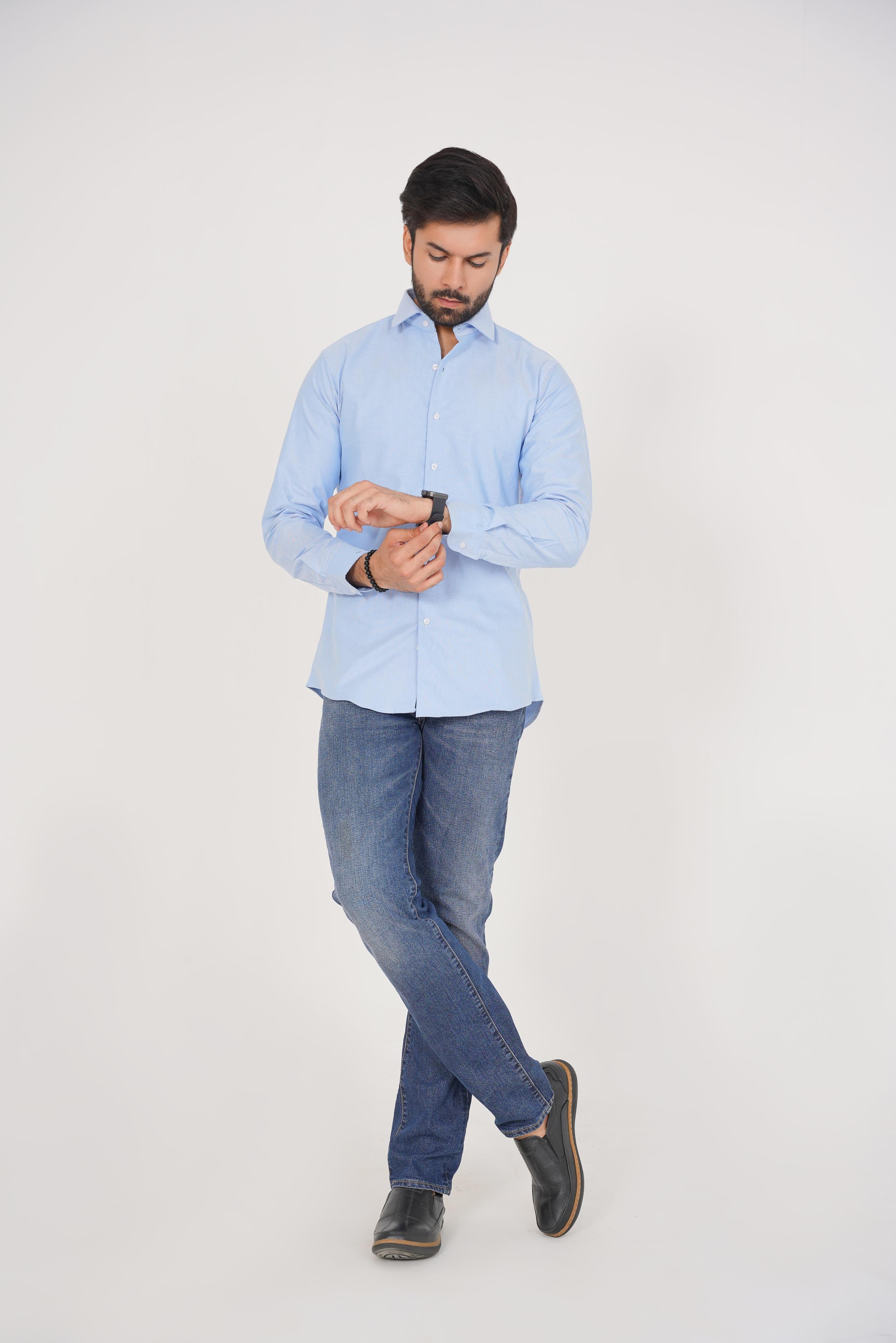 Michael Kors Men's -Regular Fit  Light Blue Dress Shirt