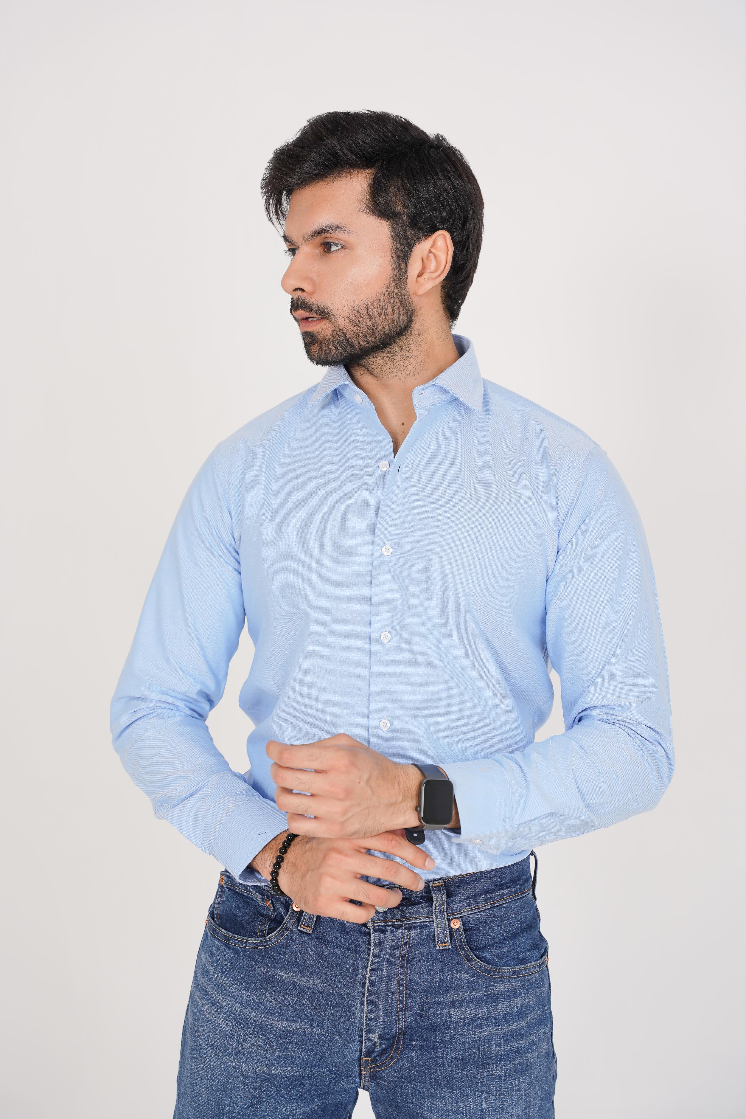 Michael Kors Men's -Regular Fit  Light Blue Dress Shirt