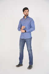 Michael Kors Men's -Regular Fit  Dark Blue Dress Shirt