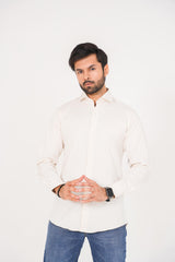 ZARA Men’s  Regular Fit  Striped Dress Shirt – Off-White