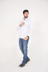 ZARA Men’s  Regular Fit  Striped Dress Shirt – White & Blue