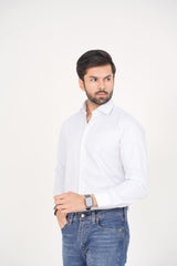 ZARA Men’s  Regular Fit  Striped Dress Shirt – White & Blue