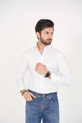 Zara Men's  Regular Fit White Shirt with Blue Dotted Pattern