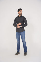 Michael Kors Men's -Regular Fit  Black Dress Shirt