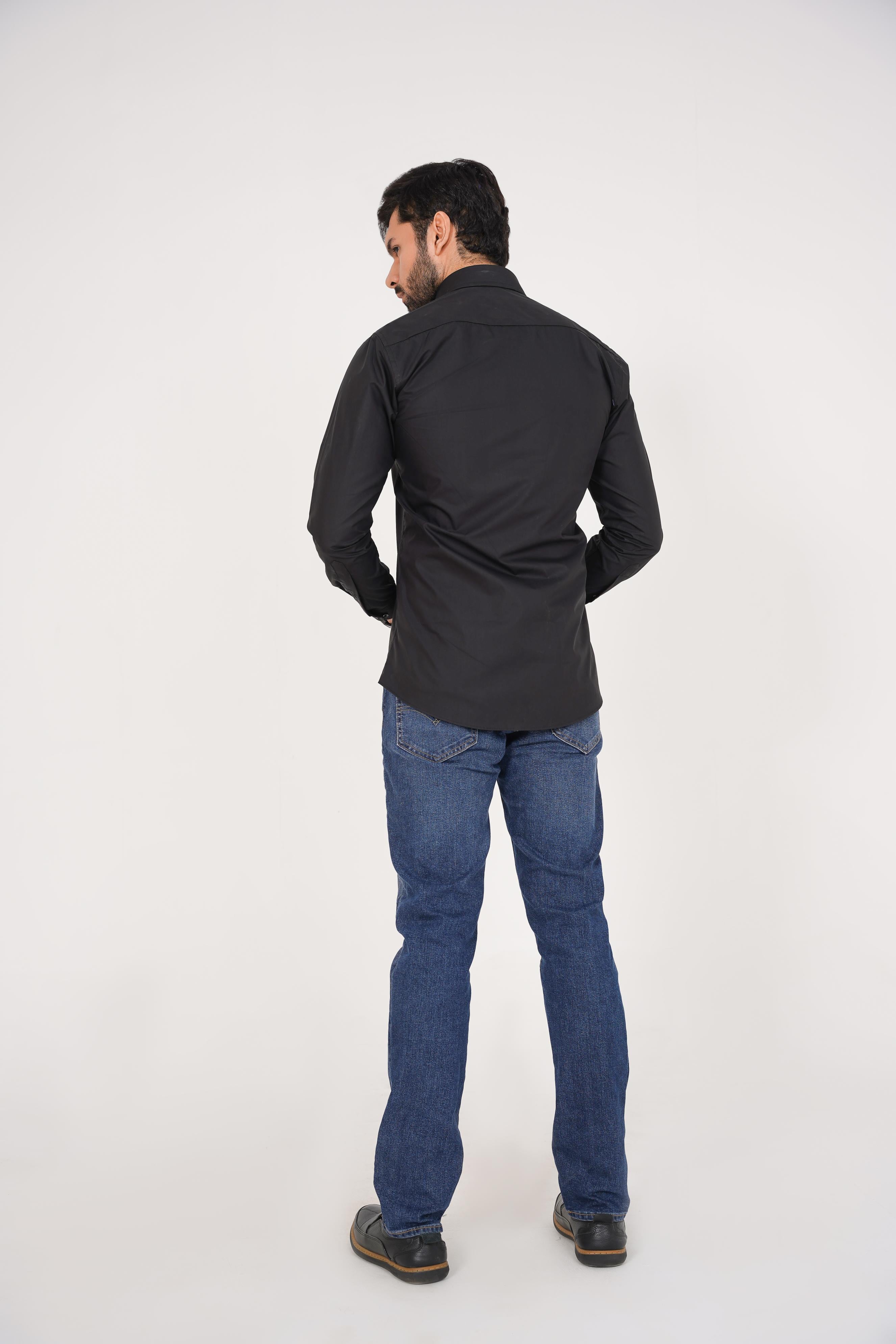 Michael Kors Men's -Regular Fit  Black Dress Shirt
