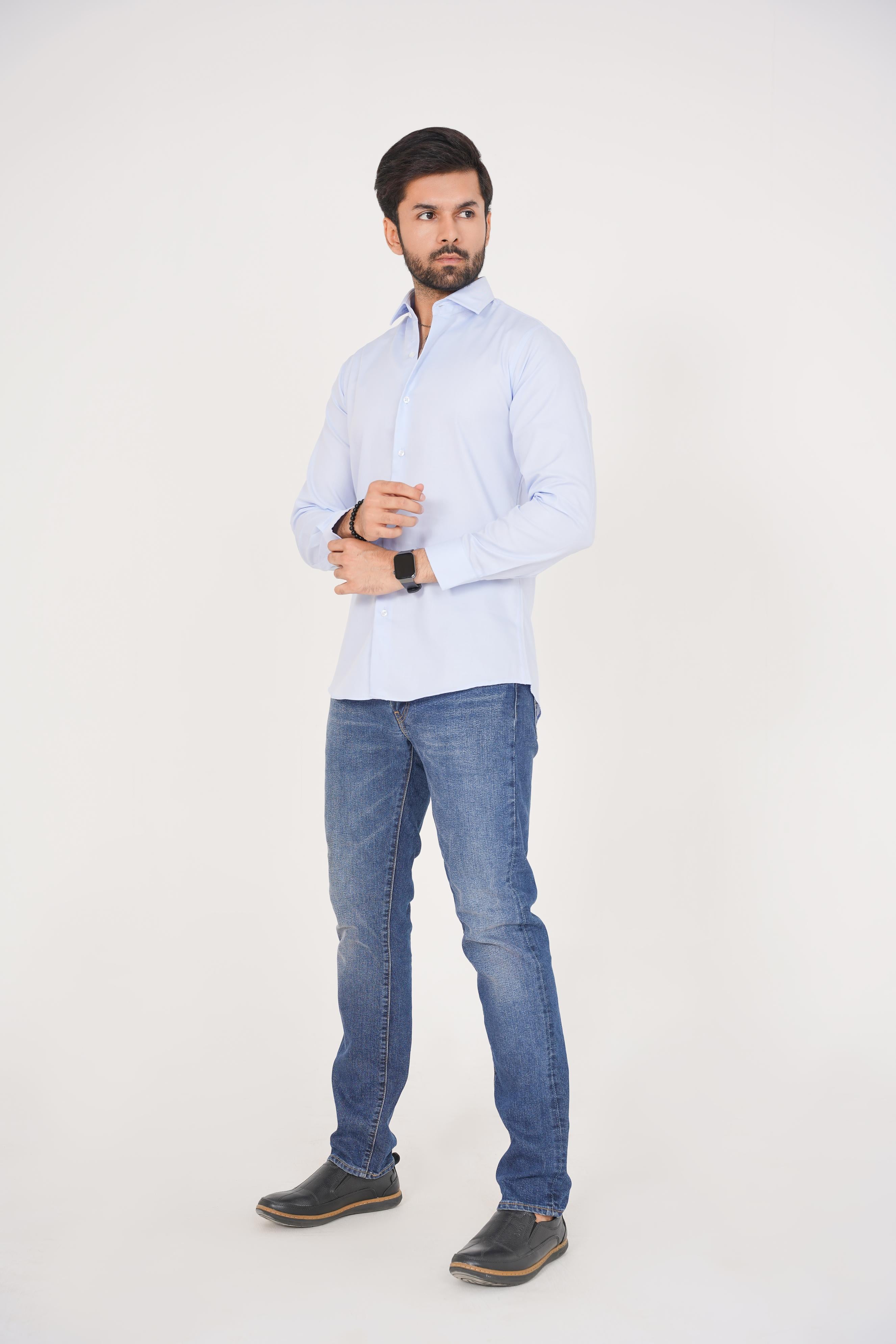 Michael Kors Men's -Regular Fit  Light Blue Dress Shirt