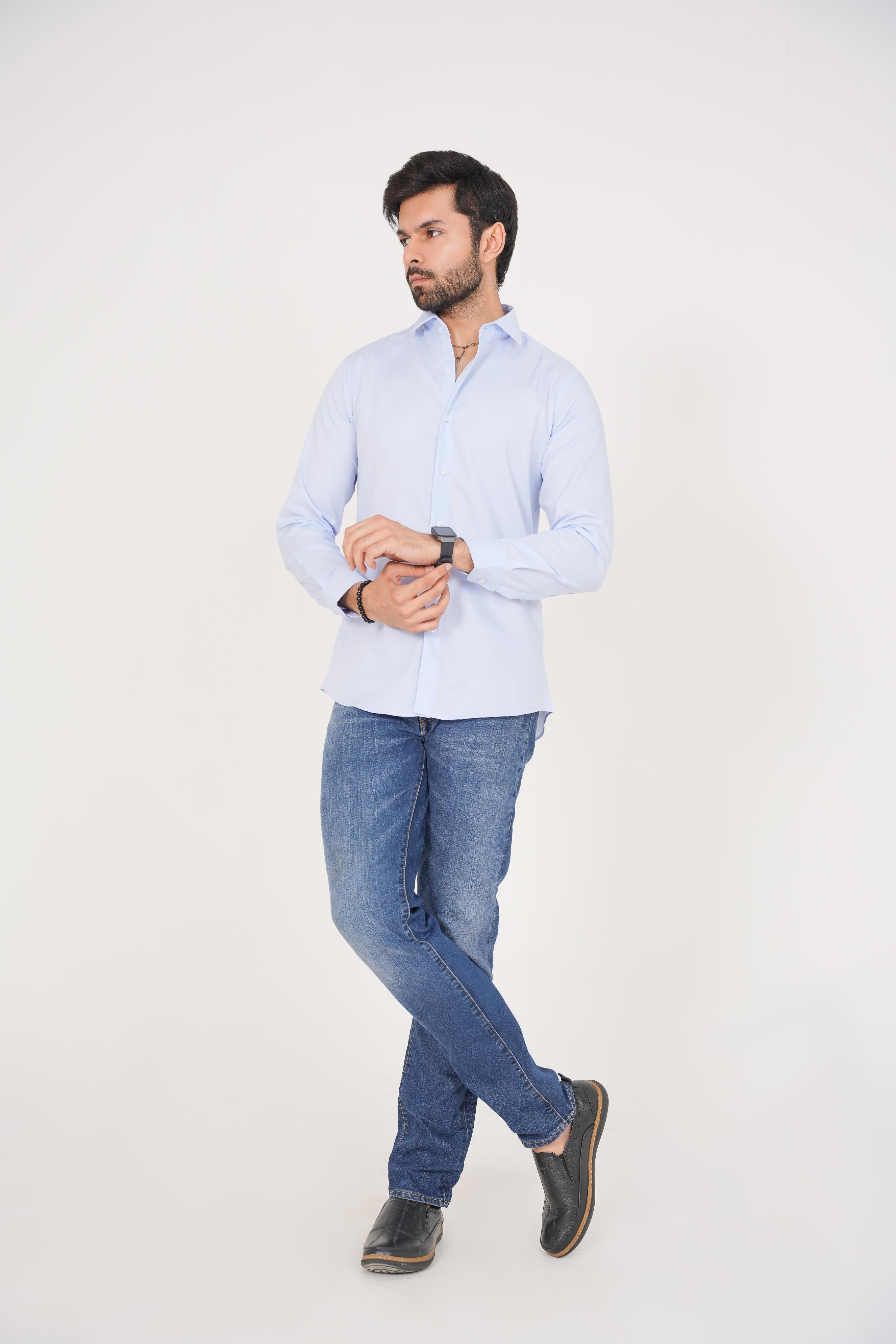 Michael Kors Men's -Regular Fit  Light Blue Dress Shirt
