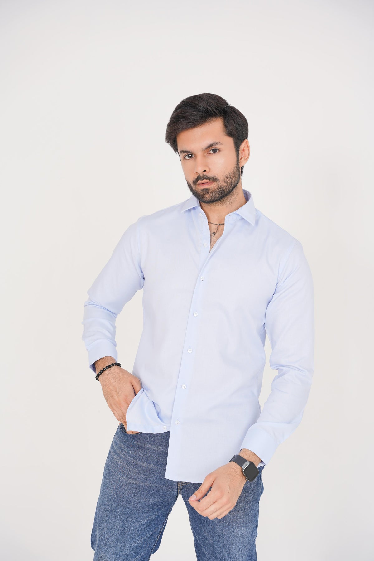Michael Kors Men's -Regular Fit  Light Blue Dress Shirt