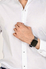 Zara Men's  Regular Fit White Shirt with Blue Dotted Pattern